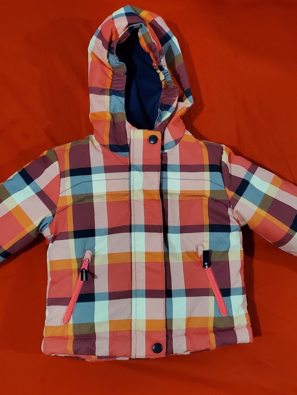 Cat & Jack Toddler Girl Plaid Winter Puffer Jacket • 18M